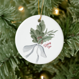 Weihnachtsfolien in Aquarellen Personalisiert Keramik Ornament