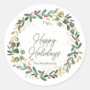 Weihnachtsfolien - Rotes Berry-Label Runder Aufkleber