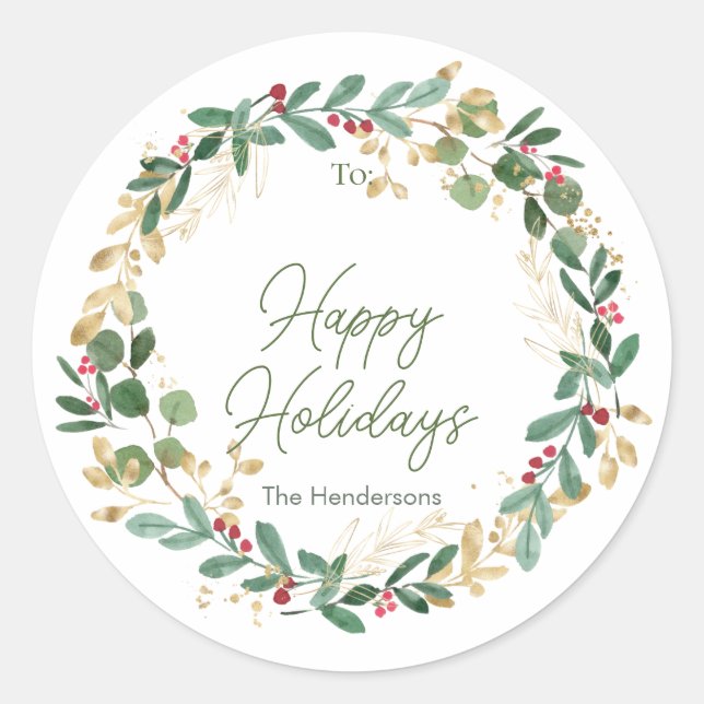 Weihnachtsfolien - Rotes Berry-Label Runder Aufkleber (Vorderseite)