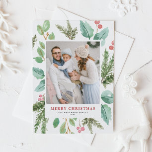 Weihnachtsfolien und Holly Holiday Foto Feiertagspostkarte