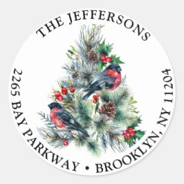 Weihnachtsfolien und Red Bird-Rücksendeadresse Runder Aufkleber