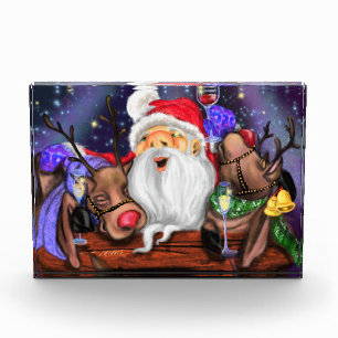 Weihnachtsfoto Block Geschenk Santa und Rentiere