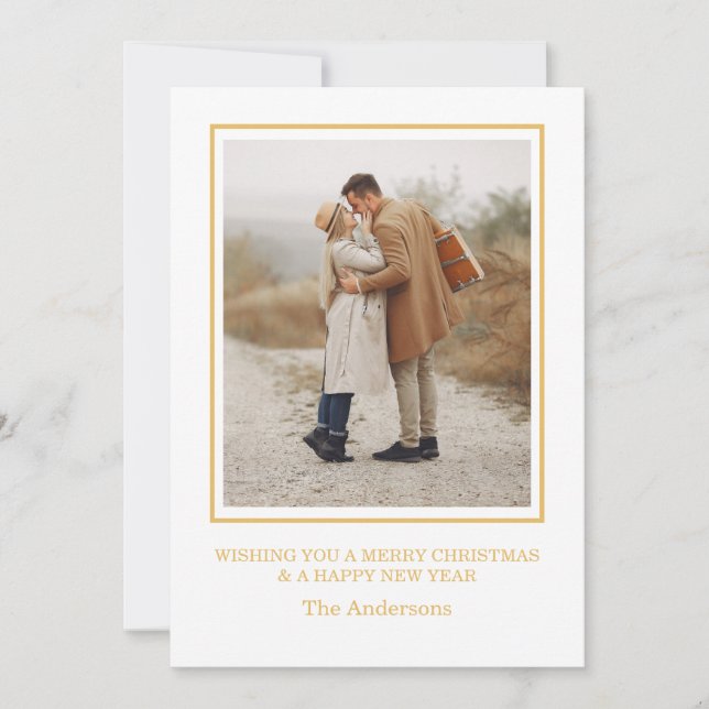 Weihnachtsfoto-Collage Goldene Festtagskarte Einladung (Vorderseite)