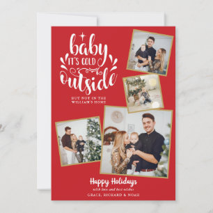 Weihnachtsfoto Collage Niedlich Baby seine kalte A Feiertagskarte
