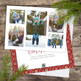 Weihnachtsfoto Collage Red Green Snowflake Feiertagskarte