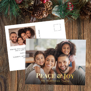 Weihnachtsfoto Familie Frieden und Freude Folien Feiertagspostkarte