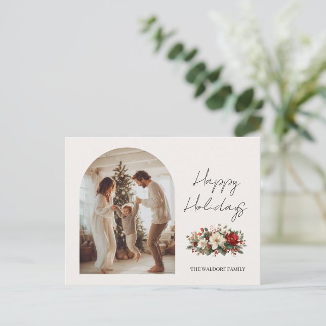 Weihnachtsfoto Familie | Individuelle Feiertagspos Postkarte (Stehend Vorderseite)