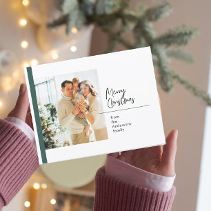 Weihnachtsfoto Familienkarte   GreenMerry Christma Postkarte