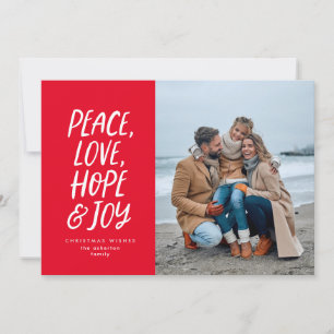 Weihnachtsfoto Frieden Liebe Hoffnung Freude rot Feiertagskarte