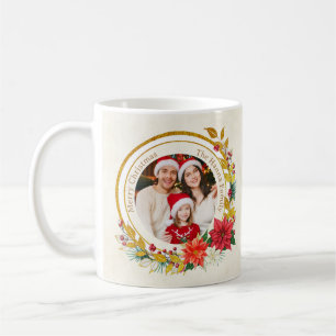 Weihnachtsfoto - Gold Glitter Kranz Familie Kaffeetasse