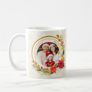 Weihnachtsfoto - Goldener Glitter-Kranz Familie Kaffeetasse