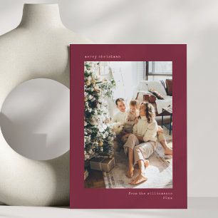 Weihnachtsfoto Handschriftlicher Brief Dunkelrot Feiertagskarte