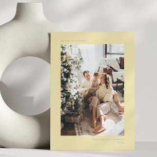 Weihnachtsfoto Handschriftlicher Brief Gelb Blau Feiertagskarte