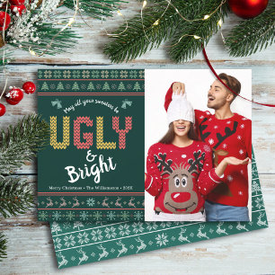 Weihnachtsfoto hässlicher Pullover Nordic Jägergrü Feiertagskarte