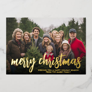 Weihnachtsfoto horizontal Frohe Weihnachten Karier Folien Feiertagskarte