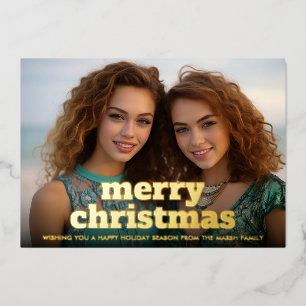 Weihnachtsfoto horizontal Frohe Weihnachten Karier Folien Feiertagskarte