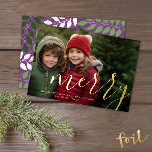 Weihnachtsfoto - horizontal mit Gold FROH Folien Feiertagskarte