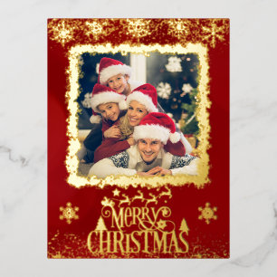 Weihnachtsfoto - individueller Empfang Folien Feiertagspostkarte