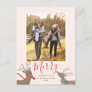 Weihnachtsfoto-Karte mit Rentieren Feiertagspostkarte