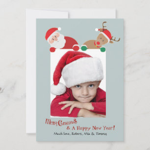 Weihnachtsfoto-Karte mit Santa und Rudolph Feiertagskarte