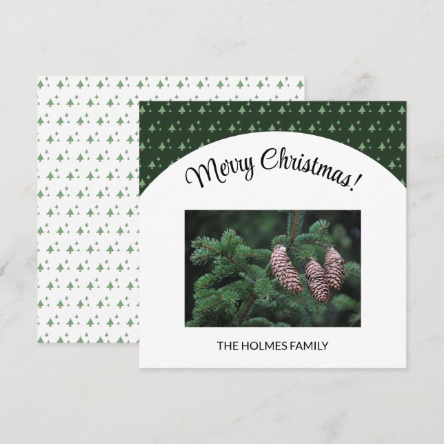 Weihnachtsfoto mit illustriertem Baum-Muster (Vorne/Hinten)