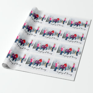 Weihnachtsfoto mit 'Lachend den ganzen Weg' Geschenkpapier