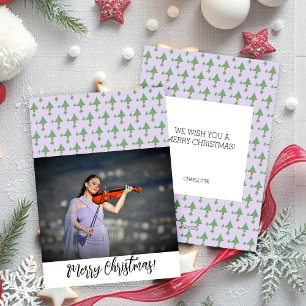 Weihnachtsfoto mit Rahmen in Flieder-Violett Feiertagskarte