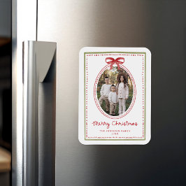 Weihnachtsfoto mit roter Vintage-Schleife Magnet