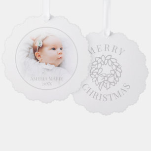 Weihnachtsfoto mit sanften Großeltern (heller Hint Ornament Karte