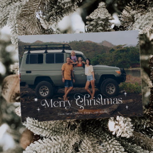 Weihnachtsfoto mit Vintage-Sternen Feiertagskarte