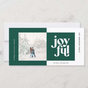 Weihnachtsfoto moderne freudige Typografie grün Feiertagskarte