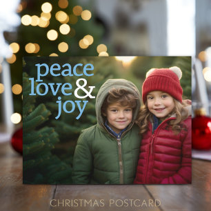 Weihnachtsfoto - Moderne Frieden Liebe und Freude Feiertagspostkarte