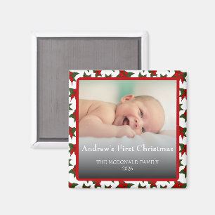 Weihnachtsfoto Name erstes Weihnachten Magnet