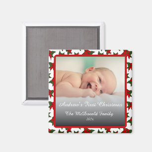 Weihnachtsfoto Name erstes Weihnachten Magnet