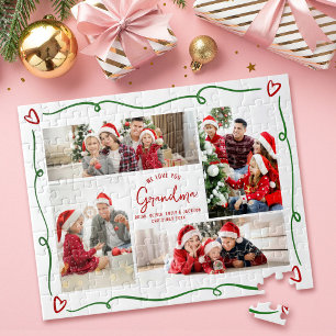 Weihnachtsfoto Rot Grün Liebe Oma Doodles Puzzle