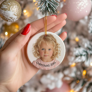 Weihnachtsfoto Schwarz Text jährlich Keramik Ornament