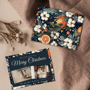 Weihnachtsfoto vintage retro floral folien feiertagspostkarte