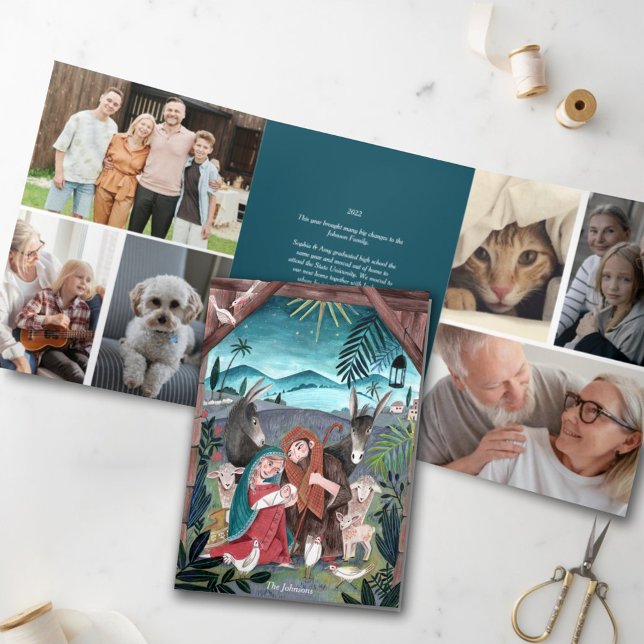 Weihnachtsfotokarte der religiösen Krippe Dreifach Gefaltete Einladung (Von Creator hochgeladen)