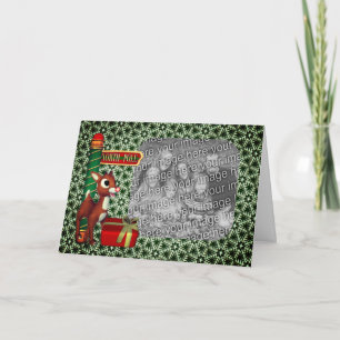 Weihnachtsfotokarte des Nordpol-Rentiers Feiertagskarte