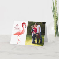 Weihnachtsfotokarte lustig Santa flamingo