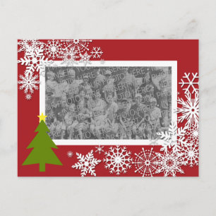 Weihnachtsfotokarte mit Schneeflocken & Bäumen Feiertagspostkarte