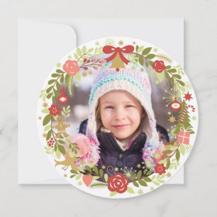 Weihnachtsfotokarten Feierlicher Kranz Feiertagskarte