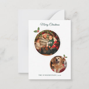 Weihnachtsfotos von Familie und Hund in Botanik Mitteilungskarte