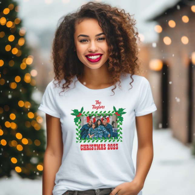 Weihnachtsfotovorlage für die Familie T-Shirt (Von Creator hochgeladen)