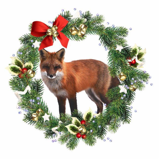 Weihnachtsfox 12x18 Sculpture Ornament Fotoskulptur Ornament (Vorne)