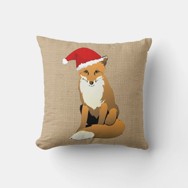 WeihnachtsFox auf Imitat-Leinwand-Kissen Kissen (Vorderseite)