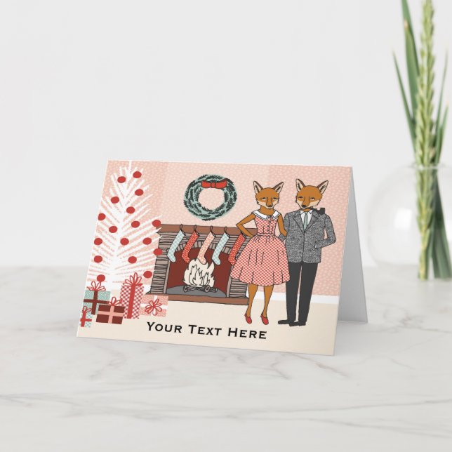 Weihnachtsfox Couple Card individuell anpassbar Feiertagskarte (Vorderseite)