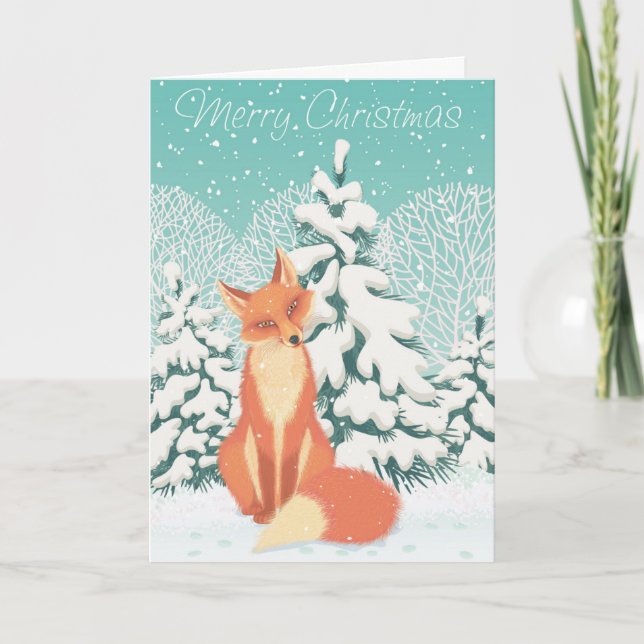 Weihnachtsfox Feiertagskarte (Vorderseite)