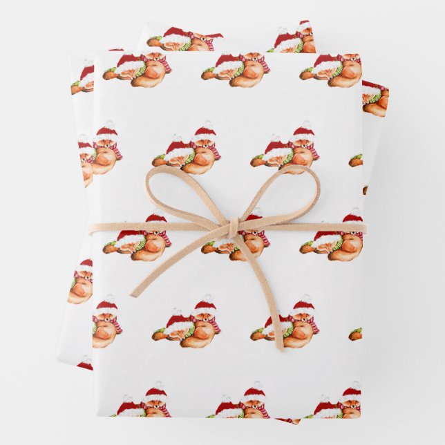 Weihnachtsfox fröhlicher Weihnachtsfoxy Geschenkpapier Set (Beispiel)
