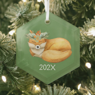 Weihnachtsfox für Aquarellfarben Jahr Ornament Aus Glas